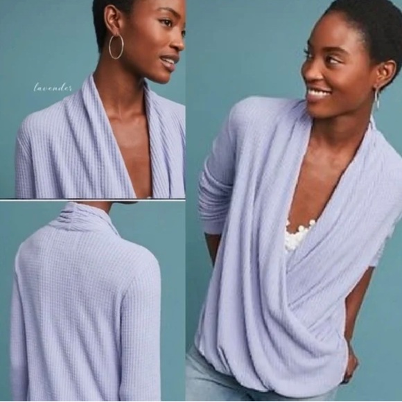 ANTHROPOLOGIE | Lavender Waffle Wrap Top (L)